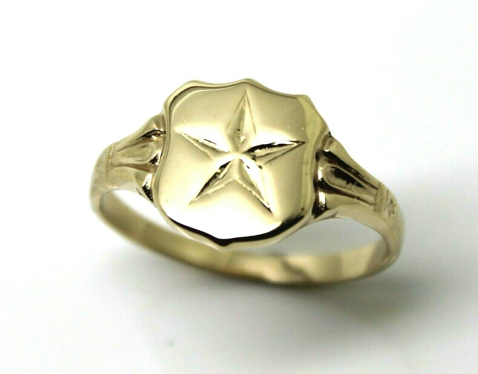 Größe W Echt 9Ct Massiv Gelb, Rose Oder Weißgold Großer Stern Signet Ring 4553 von KaedesignsJewellery