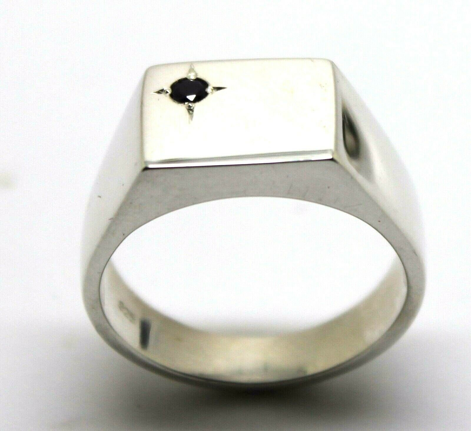 Größe W Herren Massiv Sterling Silber Schwarz Saphir Quadrat Signet Ring von KaedesignsJewellery