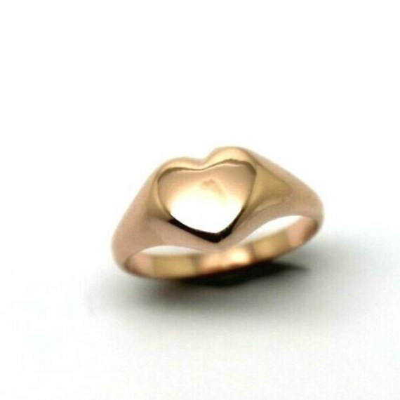 Kaedesigns, New Genuine Solid 9Ct Gelb, Rose Oder Weißgold Herz Signet Ring Größe J 1/2 von KaedesignsJewellery