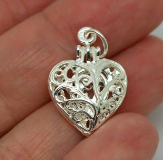 Kaedesigns Echte Neue Sterling Silber 925 Filigrane Medaillon Herz Anhänger von KaedesignsJewellery