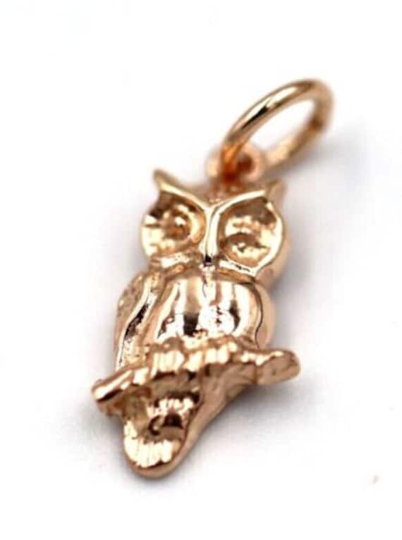 Kaedesigns Genuine 9 Karat Gelb Oder Rose Weißgold Sterling Silber Wise Owl Anhänger von KaedesignsJewellery