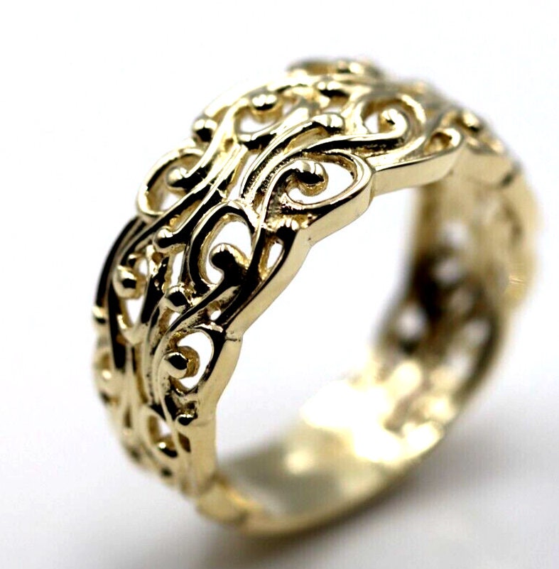 Kaedesigns Neue Echte Größe P 9 Karat Gelb, Rose Oder Weißgold Breite Blume Filigraner Ring von KaedesignsJewellery