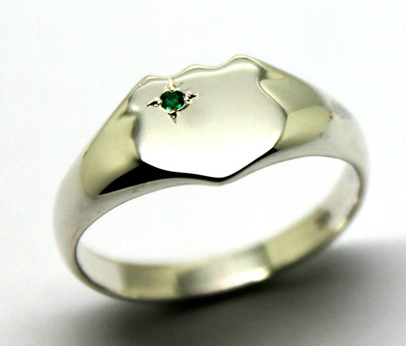 Kaedesigns Neue Größe V Großer Sterling Silber Schild Grün Smaragd Signet Ring von KaedesignsJewellery