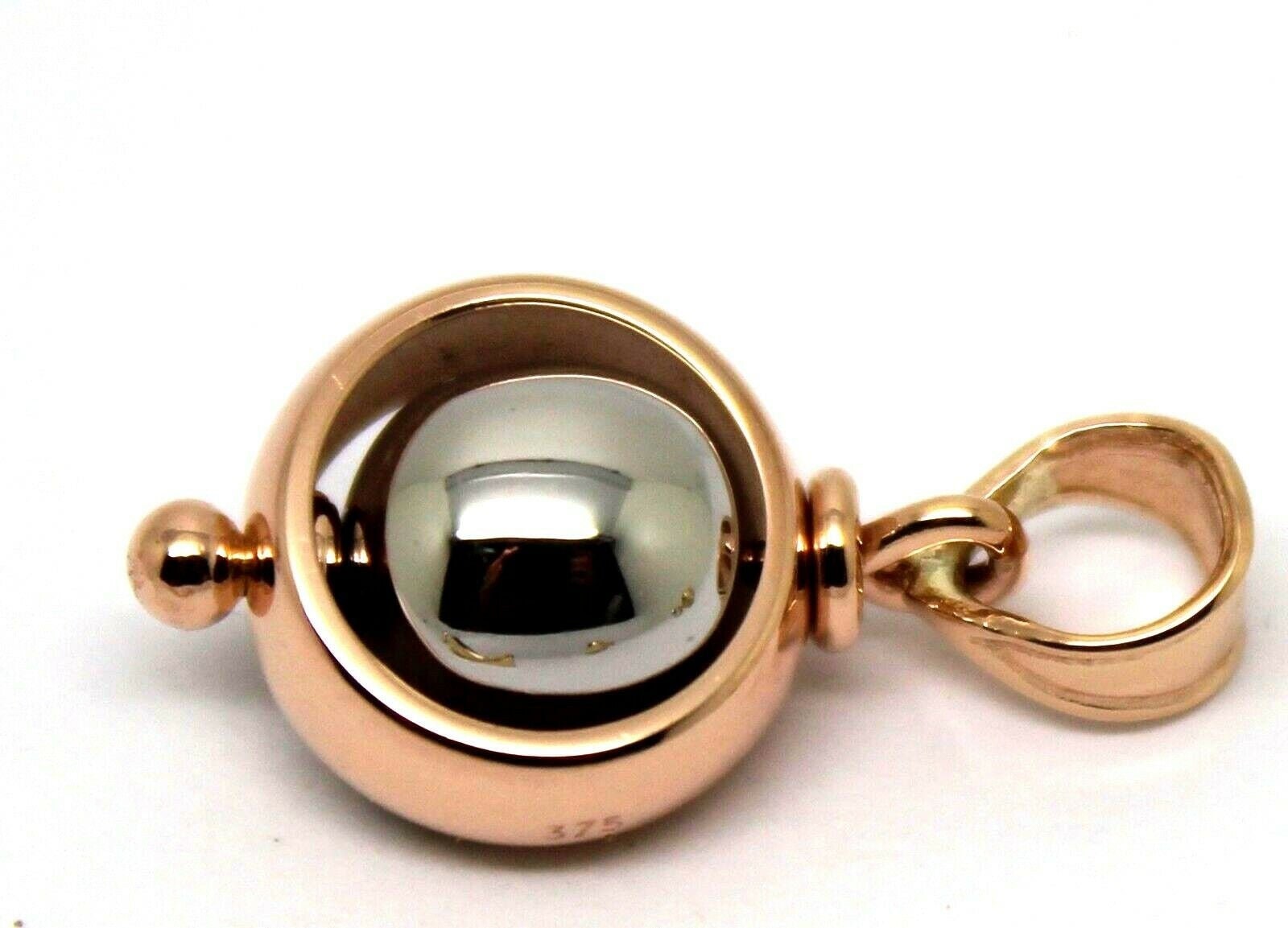 Kaedesigns Neuer Echter 9 Karat Rose & Weißgold Belcher Ball Anhänger von KaedesignsJewellery