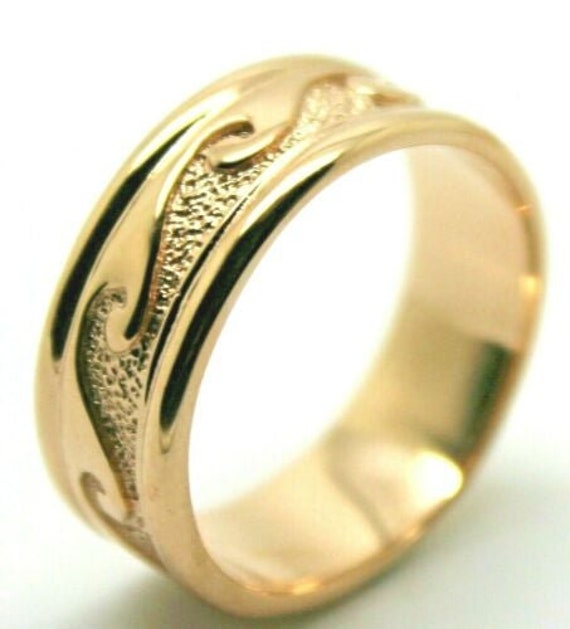 Kleine Größe I/4 258 Echte Solide Neue 9 Karat 9Kt Gelb, Rose Oder Weißgold Surf Wave Ring von KaedesignsJewellery