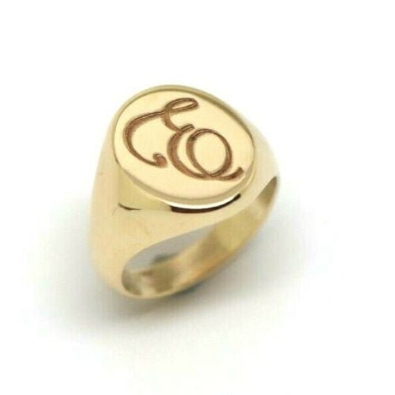 Massiver Schwerer Neuer 9 Karat Gelb-, Rosé - Oder Weißgold-Siegelring Größe F + Gravur Mit Dem Buchstaben E von KaedesignsJewellery