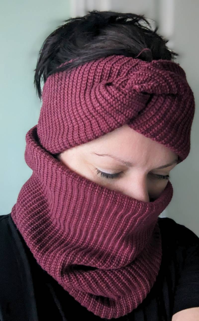 Grob Strick Stirnband Und Loop Dunkelrot Bordeaux Schal Mädchen Kinder Set Winter Größe 37-56cm Warm von KaeferMari