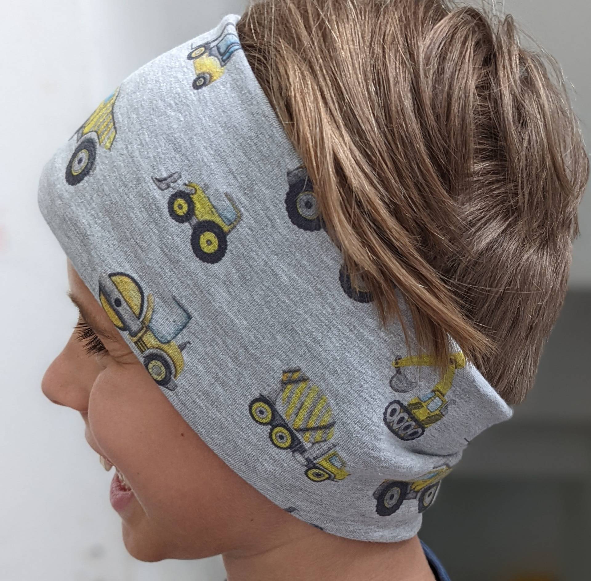 Jungen Jungs Stirnband Haarband Bagger Baufahrzeuge Größe Ku 39-56cm von KaeferMari