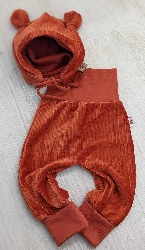 Kinder Cord Hose Baby Pumphose Mitwachshose Mit Mütze Größe 50-116 von KaeferMari