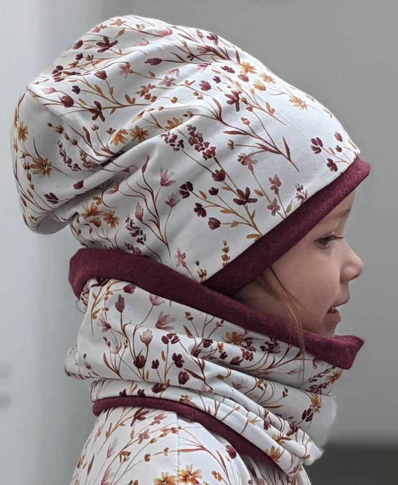 Korn Blumen Kornfeld Zweige Wiese Baby Kinder Mädchen Mützenset Beanie Mütze & Loop Schal Größe 37-56cm Wintersweat von KaeferMari
