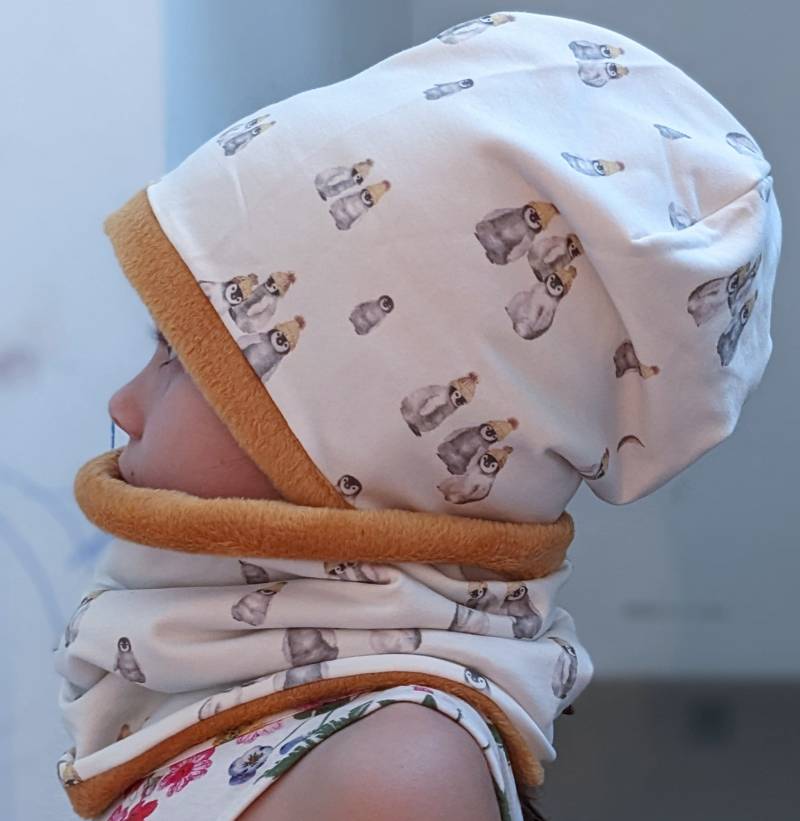 Mützenset Pferd Und Fohlen Pony Baby Kinder Mädchen Mützen Set Beanie Mütze Stirnband & Schal Loop Größe Ku 37-56cm Alpenfleece von KaeferMari