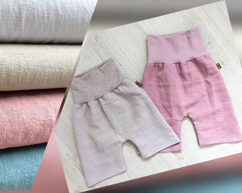 Sommer Leinen Hose Leichte Kinder Baby Kurze Größe 50-128 von KaeferMari