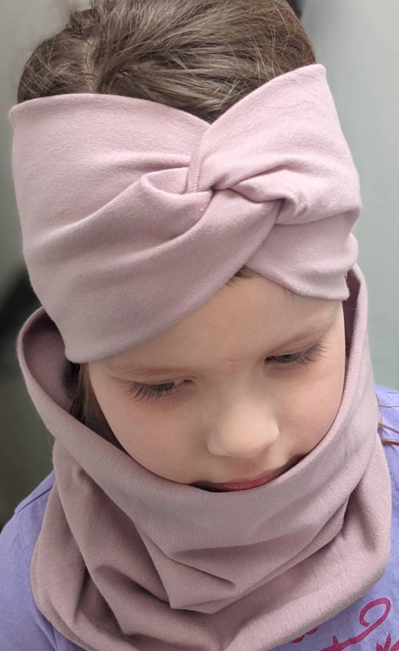 Stirnband Auch Mit Loop Oder Beanie Mütze Altrosa Baby Mädchen Kinder Stirnband Haarband Größe 42-56cm von KaeferMari