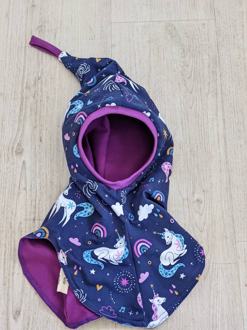 Wende Schlupfmütze Einhorn Pferde Schalmütze Mit Zipfel Kinder Mädchen Mütze Größe 44-57cm Futter Wählbar von KaeferMari