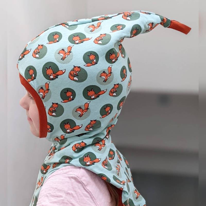 Wende Schlupfmütze Schalmütze Mit Zipfel Fuchs Wald Kinder Winter Mütze Größe 44-57cm Wintersweat Warm von KaeferMari