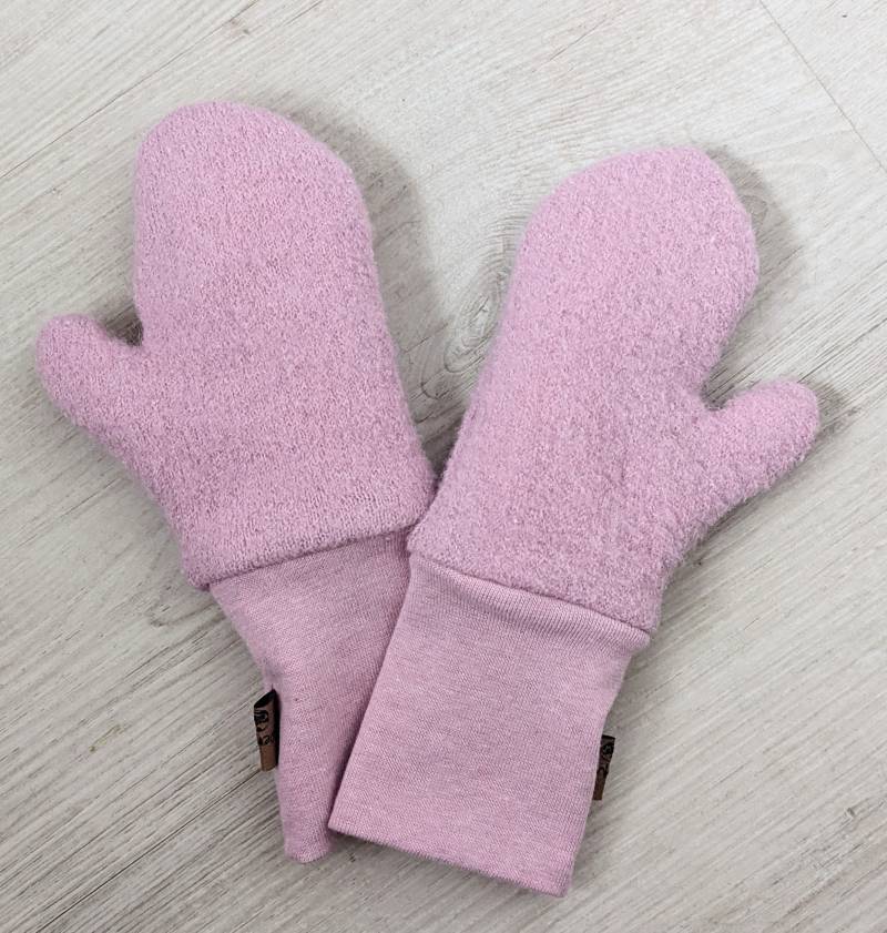 Winter Walk Woll Handschuhe Fäustlinge Schurwolle Baby Teddyfell Bio Walkstoff Farbe Wählbar von KaeferMari