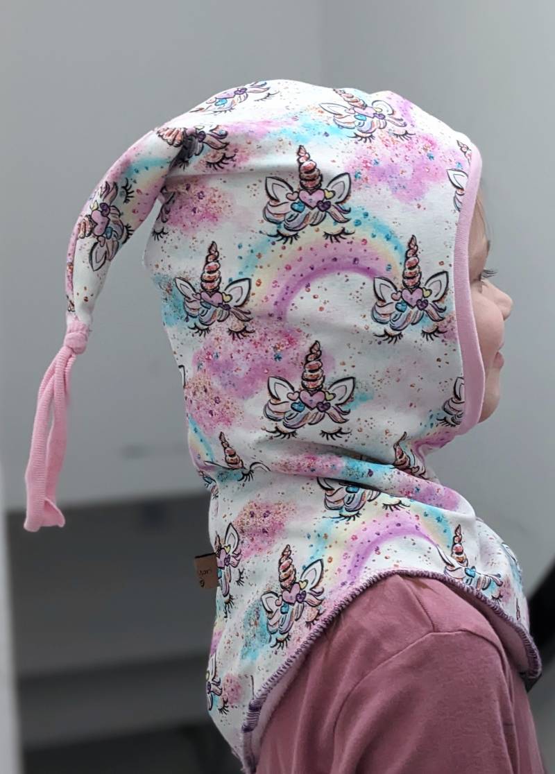 Winter Warme Schlupfmütze Einhorn Regenbogen Mit Alpenfleece Pferde Schalmütze Zipfel Kinder Mädchen Mütze Größe 44-57cm von KaeferMari