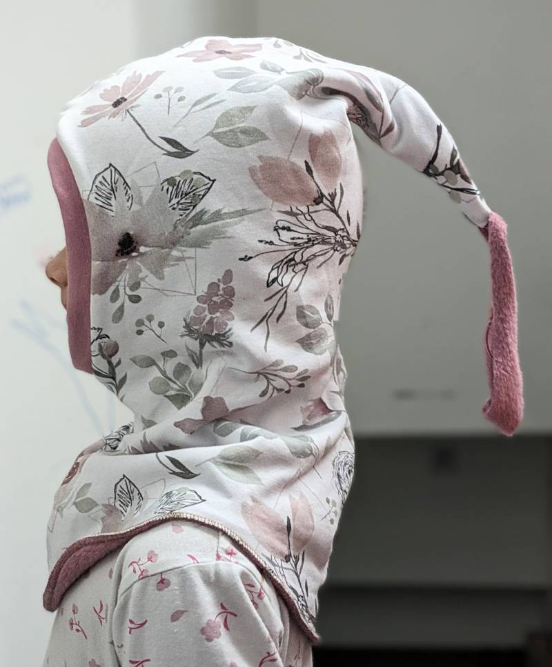 Winter Warme Schlupfmütze Magnolie Blumen Schalmütze Mit Zipfel Kinder Mütze Größe 44-57cm Alpenfleece von KaeferMari