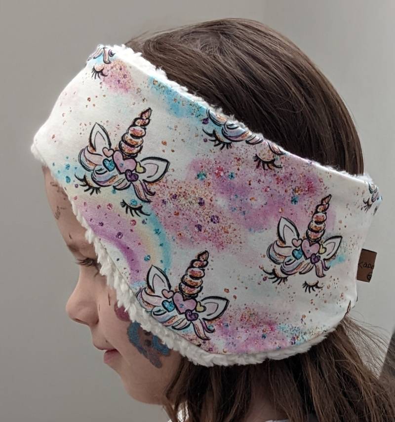 Winterstirnband Ohrenschützer Stirnband Mit Ohrenschutz Einhorn Regenbogen Baby Kinder Mädchen Größe Ku 37-56cm Warm von KaeferMari