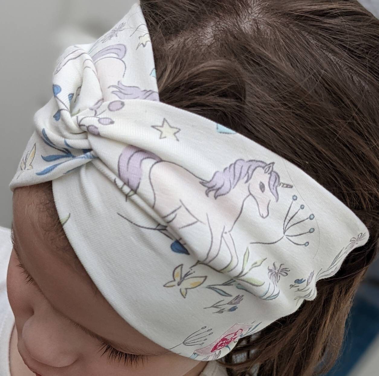 stirnband Einhorn Pferd Pony Baby Kinder Haarband Mädchen Größe 37-56cm Creme von KaeferMari