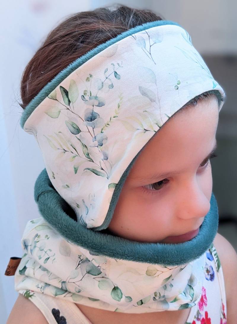 stirnband Winter Warm Eukalyptus Zweige Blätter Haarband Baby Mädchen Größe Ku 39-56cm von KaeferMari