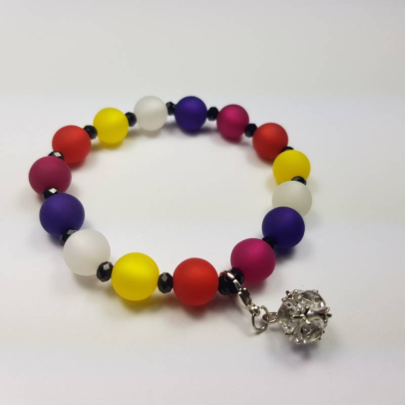 Buntes Armband Mit Polarisperlen Regenbogenfarben Anhänger Kristall - Geschenk Für Beste Freundin Schwester Mutter Zum Geburtstag von KaehnDesign