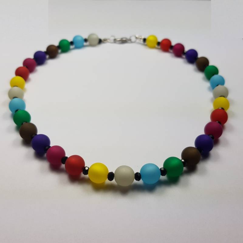 Halskette Mit Polarisperlen Regenbogenfarben - Geschenk Für Beste Freundin Schwester Tochter Mutter Zum Geburtstag von KaehnDesign