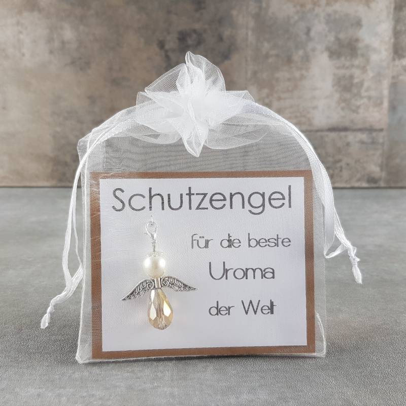 Schutzengel Schlüsselanhänger Geschenk Für Die Beste Uroma Der Welt - Glücksbringer Aufmerksamkeit Geburtstagsgeschenk Weihnachtsgeschenk von KaehnDesign