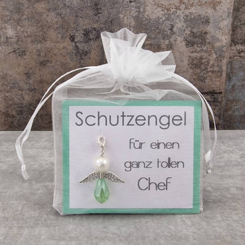 Schutzengel Schlüsselanhänger Geschenk Für Einen Ganz Tollen Chef - Büro Abschied Glücksbringer Weihnachtsgeschenk Wichtelgeschenk von KaehnDesign