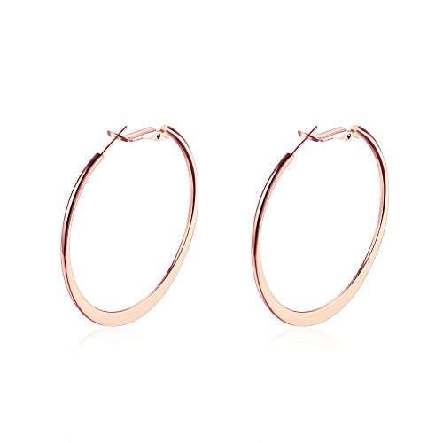 Kamise Creolen Rosegold Groß, Creolen Damen Ohrringe, 53mm Größe Kreis Rund Kreolen, Allergenfrei Alltag Ohrschmuck für Frau Mann Mädchen kommt mit Geschenk Box von Kamise