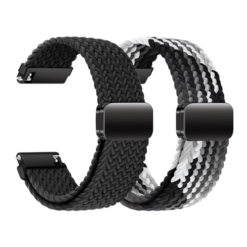Kaempe 2 Stück Uhrenarmband 22mm, Ersatzarmband Smartwatch, Nylon Armband 22mm für Smartwatch mit Verstellbares Magn etischem Verschluss Armband für Herren für Smartwatches und Uhren (Schwarz+Mix) Kaempe 2 Stück Uhrenarmband 22mm, Ersatzarmband Smartwatch, Nylon Armband 22mm für Smartwatch mit Verstellbares Magn etischem Verschluss Armband für Herren für Smartwatches und Uhren (Schwarz+Mix) von Kaempe