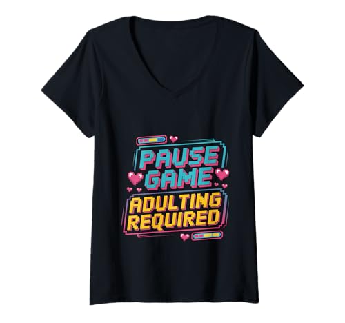 Damen Pause Game Adulting Required Gamer kämpft T-Shirt mit V-Ausschnitt Damen Pause Game Adulting Required Gamer kämpft T-Shirt mit V-Ausschnitt von Kämpfungsmodus des Gamer -Erwachsenwerdens