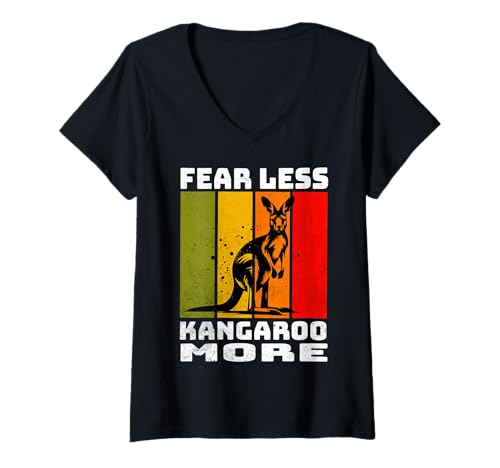 Damen Kangaroo Retro Känguru T-Shirt mit V-Ausschnitt Damen Kangaroo Retro Känguru T-Shirt mit V-Ausschnitt von Känguru Motive Herren Damen