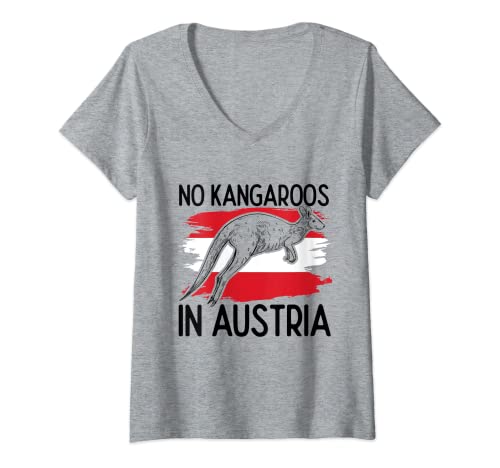 Damen No Kangaroos in Austria Känguru Österreich Känguru T-Shirt mit V-Ausschnitt Damen No Kangaroos in Austria Känguru Österreich Känguru T-Shirt mit V-Ausschnitt von Känguru Österreich Zoo Geschenke & Designs