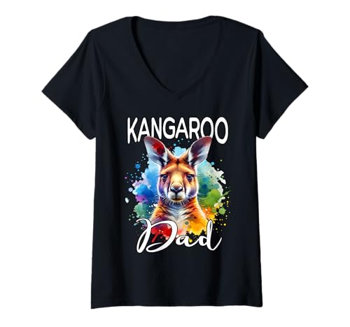 Damen Kangaroo Dad Känguru Papa T-Shirt mit V-Ausschnitt Damen Kangaroo Dad Känguru Papa T-Shirt mit V-Ausschnitt von Känguru Papa Für Herren