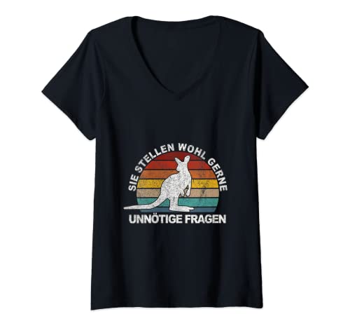 Damen Sie stellen wohl gerne unnötige Fragen Känguru Witzig T-Shirt mit V-Ausschnitt Damen Sie stellen wohl gerne unnötige Fragen Känguru Witzig T-Shirt mit V-Ausschnitt von Känguru Sprüche Frage Vintage Fan Witzig