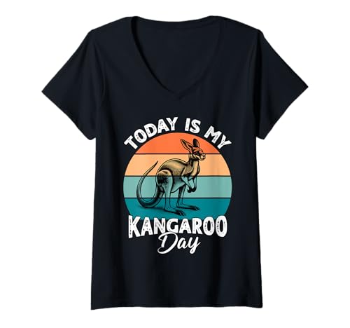 Damen Kangaroo Känguru T-Shirt mit V-Ausschnitt Damen Kangaroo Känguru T-Shirt mit V-Ausschnitt von Känguru Sprüche Herren Damen