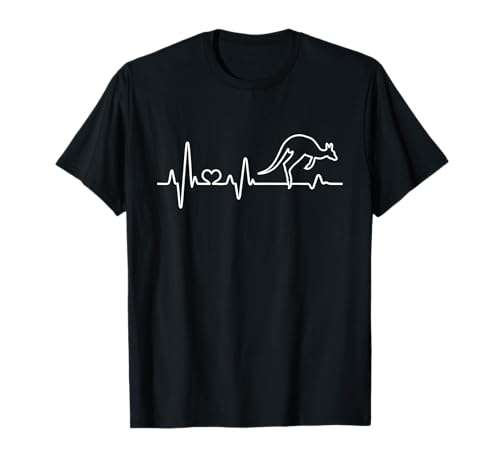 Känguru Herzschlag Australien Tiere Damen Herren Kinder Tier T-Shirt von Kängurus Geschenke EKG Herzfrequenz Geschenkidee