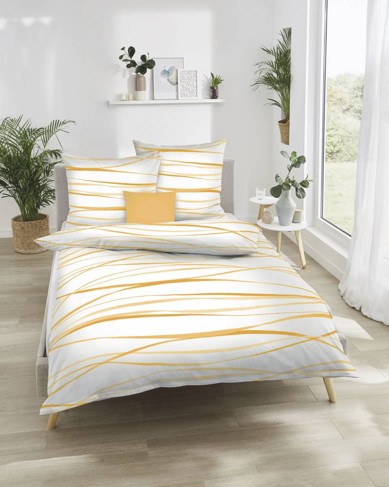 Kaeppel Bettwäsche "MOTION, IN GR. 135X200, 155X220 ODER 200X200 CM, MIT REIßVERSCHLUSS" 2 Stk. tlg. aus Baumwolle, mit feinen Wellenlinien, wahlweise mit Wendeoptik von Kaeppel