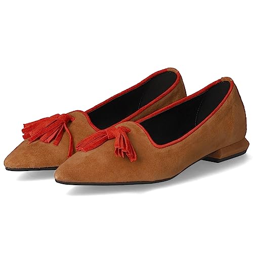 Kaerlek Damen Ballerinas Skye - Bequeme und Leichte Leder Damenschuhe - Elegant Braun - Flache Halbschuhe mit Absatz [Braun, Größe 40] von Kaerlek