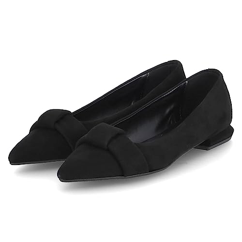 Kaerlek Damen Ballerinas Bambi - Bequeme Leder Damenschuhe - Elegant Schwarz - Flache Halbschuhe mit Absatz [Schwarz, Größe 41] von Kaerlek