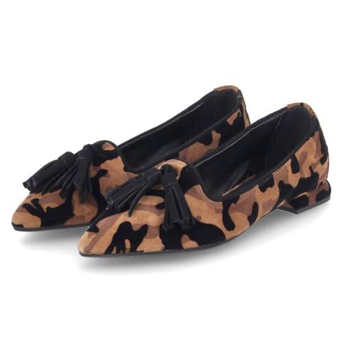 Kaerlek K132 Cuoio/Nero Ballerina Rauleder Damen in braun-Kombi - Gr. 38 von Kaerlek