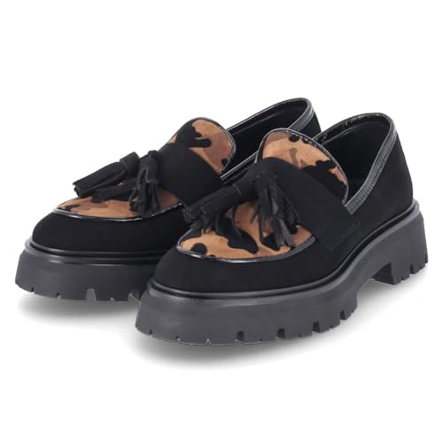 Kaerlek K133 Nero Slipper Rauleder Damen in schwarz-Kombi - Gr. 42 von Kaerlek