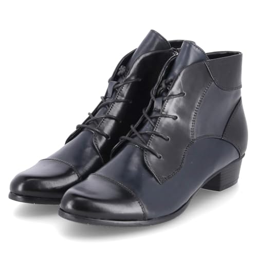 Kaerlek Stefany 123/Black-Piombo-Navy Schnürstiefel Glattleder Damen in schwarz-Kombi - Gr. 42 von Kaerlek