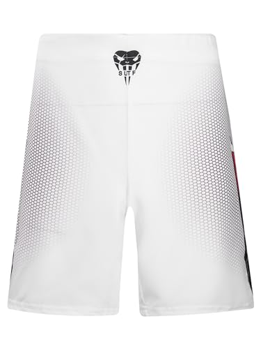 Kaerm Box-Shorts für Herren Training Muay Thai Kurze Kampfshorts für Männer Kampfsport MMA Shorts für Training und Kickboxen Slim Fit Weiß B M von Kaerm