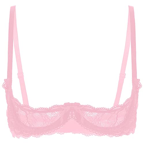 Kaerm Ouvert Hebe BH Damen Sexy Blumenspitze Bra Bralette Busenfrei Bikini Oberteil Rückenfrei Leibchen Erotisch Nachtwäsche Dusty Rosa XXL von Kaerm