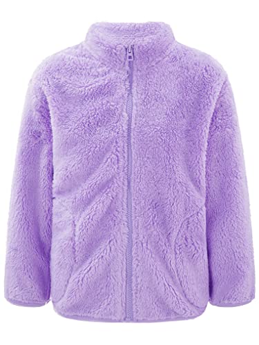Kaerm Fleecemantel Kinder Jungen Mädchen Langarm Winterjacke Stehkragen Kuscheljacke Flauschig Felljacke Mit Reißverschluss Gr. 92-152 Violett 122-128 von Kaerm