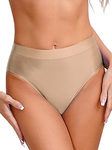 Kaerm Glossy Slip Damen Stretch Unterhose Öl Glanz Hotpants Low Waist Panty Unterwäsche Party Clubwear Kaffee XXL von Kaerm