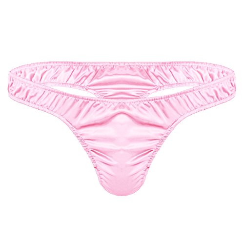 Kaerm Herren Slip Satin Glanz Unterhosen Männer Unterwäsche Mit Elastischem Taillenbund Mini Micro Bikini String Tanga Underwear Rosa M von Kaerm