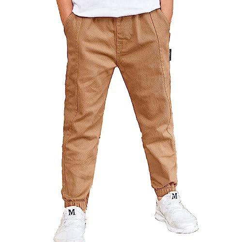 Kaerm Junge Hose Camo Cargo Jogginghose Cargohose mit Taschen Kinder Sporthose Slim Fit Trainingshose mit elastischem Bund Z Khaki 110-116 von Kaerm